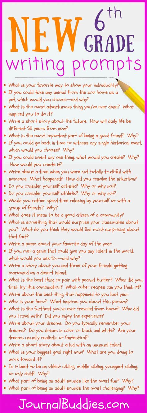 51 Great Sixth Grade Writing Prompts That Move Writing Prompts For Sixth Graders - Writing Prompts For Sixth Graders