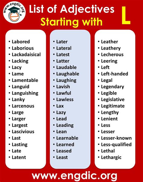 510 Adjectives That Start With L A Large Simple Words That Start With L - Simple Words That Start With L