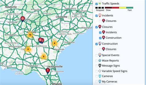 Hurricane Information. Road Weather Sensors. About 511GA. Provides up to the minute traffic and transit information for the state of Georgia. View the real time traffic map with travel times, traffic accident details, traffic cameras and other road conditions. Plan your trip and get the fastest route taking into account current traffic conditions. .
