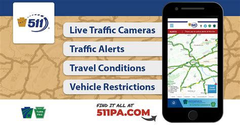 511PA, which is free and available 24 hours a day, provides traffic delay warnings, weather forecasts, traffic speed information and access to more than 1,000 traffic cameras. 511PA is also .... 