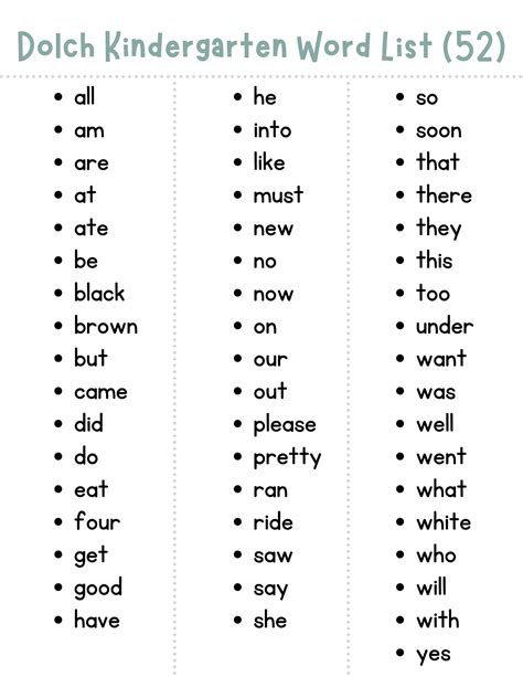 52 Dolch Sight Words For Kindergarten A Bountiful 50 Sight Words For Kindergarten - 50 Sight Words For Kindergarten
