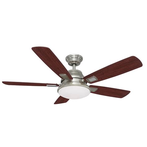 The Hampton Bay 52 in. Flowe ceiling fan offers traditionally classic design with a few modern touches. With quiet motor technology, this ceiling fan produces maximum airflow with minimal noise so you can enjoy the comfort of air circulation without the distraction of a noisy fan..