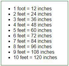 52 inches equals how many feet? - Answers