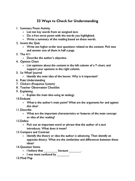 53 Ways To Check For Understanding