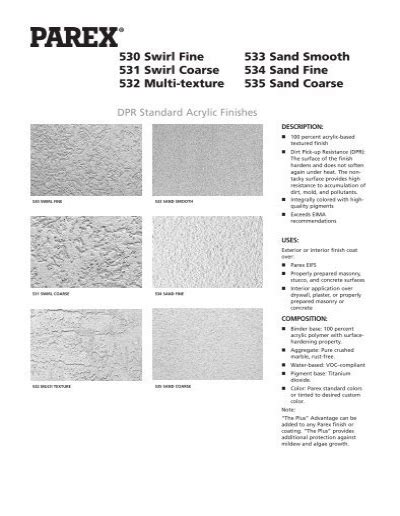 530 Swirl Fine 533 Sand Smooth 531 Swirl Coarse 534 Sand