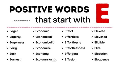 542 "Excellent" Positive Words that Start with E with Examples ESL Forums