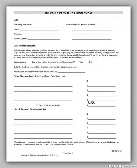 55+ Simple Security Deposit Form For Your Legally Agreement hennessy