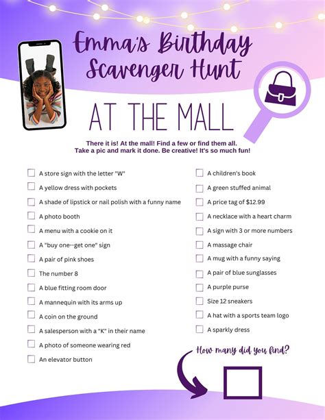 56 Shopping Spree Birthday ideas mall scavenger hunt