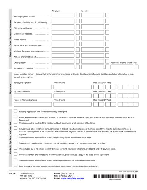 5668 - Garnishment Hardship Application - Missouri