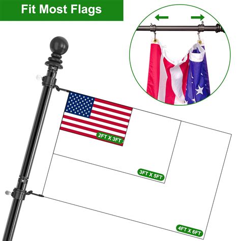 5Ft Flag Pole Kit House Garden Yard Black Holder Carbon Fiber