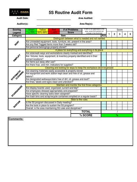 5S Audit Form