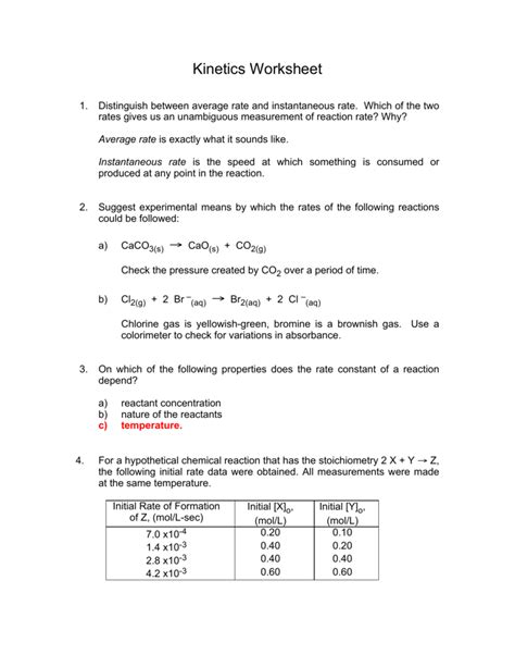 5b Kinetics Ii Worksheet Chemistry Libretexts Rate Of Chemical Reaction Worksheet - Rate Of Chemical Reaction Worksheet