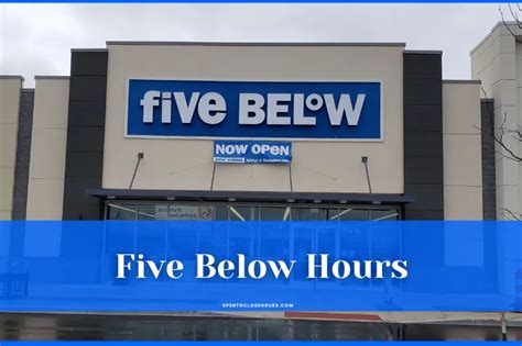 5below hours. July 3, 2018. Five Below Hours of Operation and near me Locations. Average rating: 2 reviews. https://www.fivebelow.com/ Phone : 844-4-5BELOW (844-452-3569) Five Below Store hours & holiday hours. … 