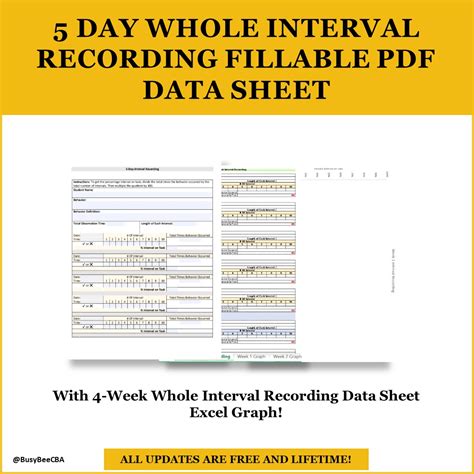 5day Whole Interval Recording Fillable PDF Data Sheet Busy BeeCBA