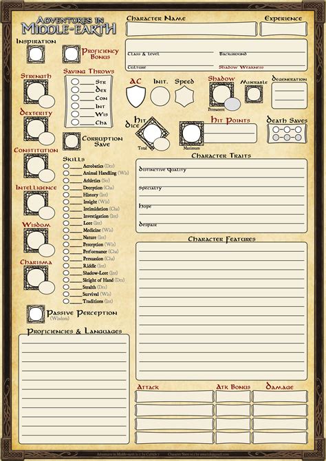 5e Printable Character Sheet