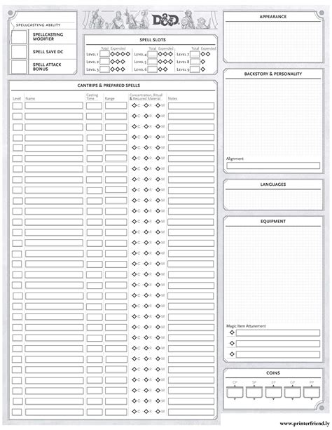 5e Fillable Character Sheet