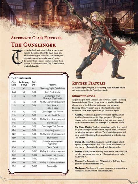 5e gunslinger reload.  Firearms are ranged weapons. 2 Class Features 1.  These properties repl...