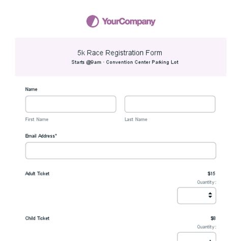 5k Race Registration Form Template Formstack
