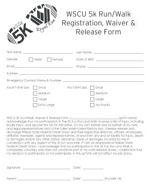 5k Waiver Form Template