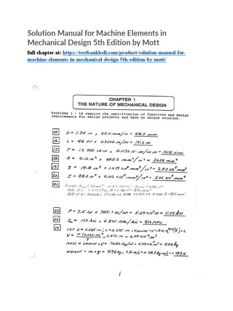 5th Design Machine Solution In Edition Elements Manual Mechanical