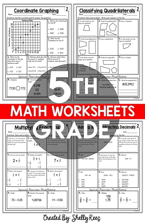 5th Grade Math Worksheets Free and Printable Appletastic Learning