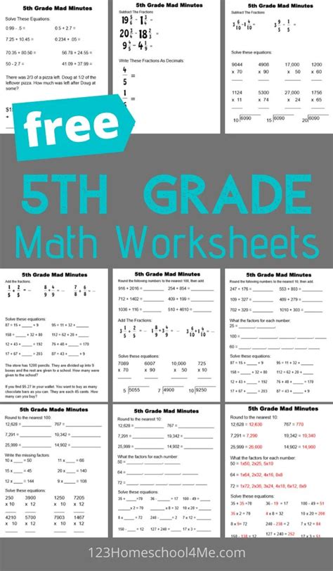 5th Grade Math Worksheets to Print Learning Printable