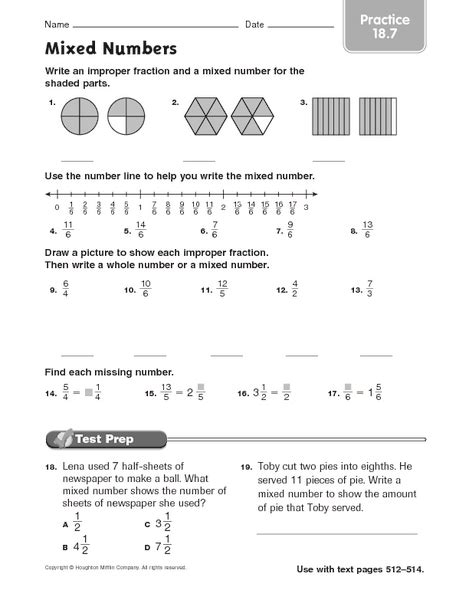 5th Grade Mixed Numbers Worksheet Worksheet Resume Examples