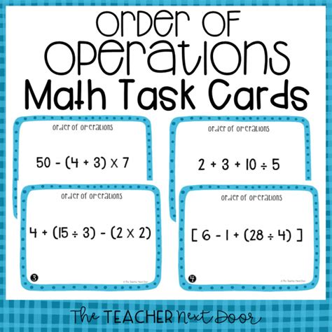 5th Grade Order of Operations Task Cards Order of Operations Center