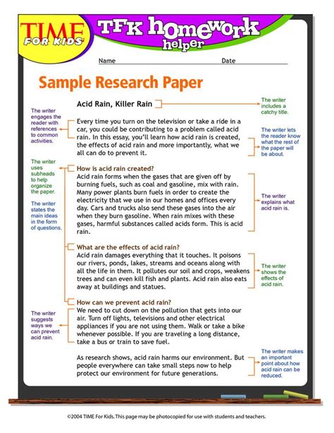 5th Grade Research Paper Example Teaching Resources TPT