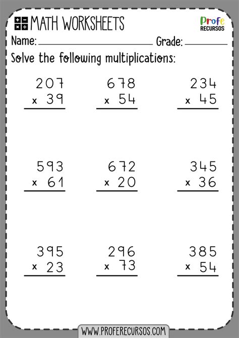 5th Multiplication Worksheets