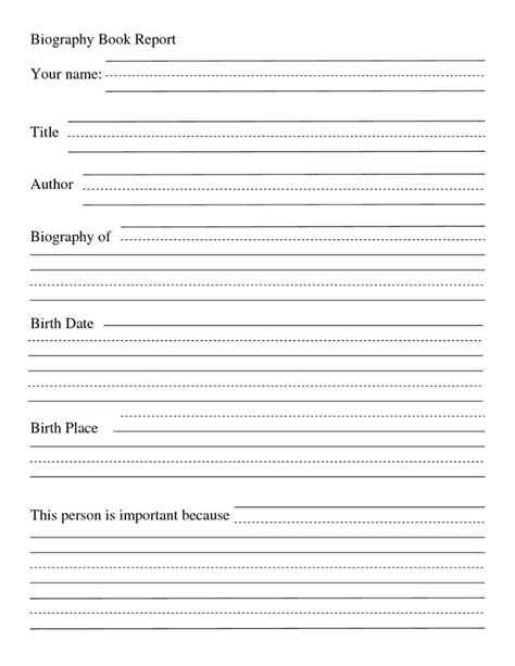 5th grade biography report sheet