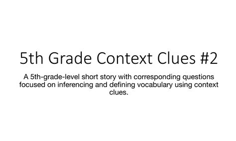 5th Grade Context Clues 2 Ambiki 5th Grade Short Stories - 5th Grade Short Stories