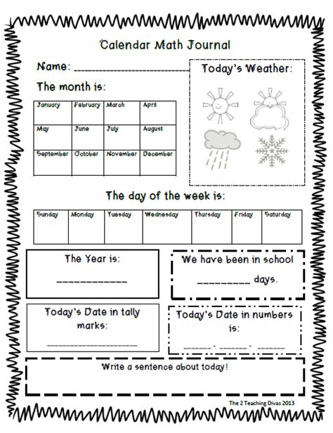 5th Grade Daily Calendar Worksheet   Daily Calendar Math For Pre K And K - 5th Grade Daily Calendar Worksheet