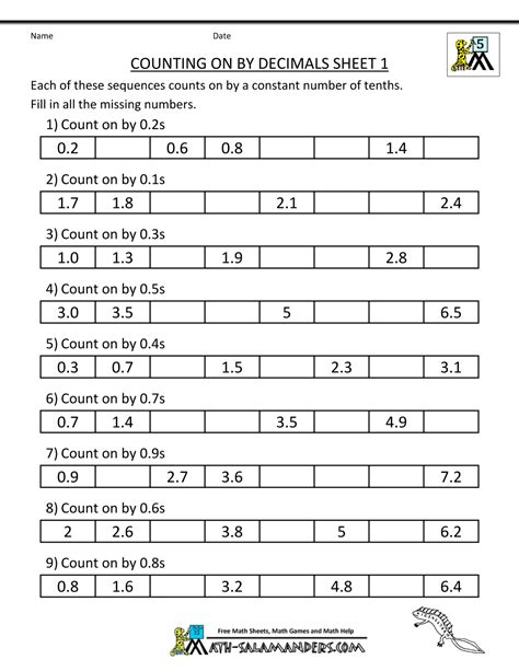 5th Grade Decimal Worksheet Printable   Printable 5th Grade Adding Decimal Worksheets Education Com - 5th Grade Decimal Worksheet Printable