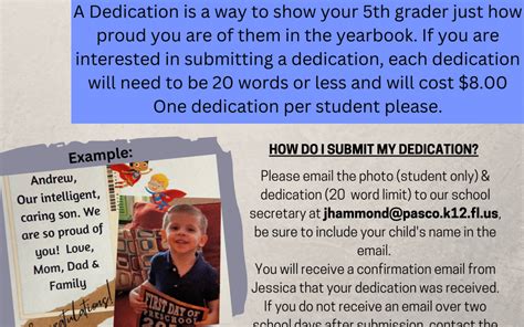 5th Grade Dedication From Parents