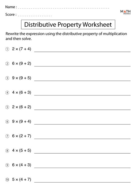 5th Grade Distributive Property Worksheet