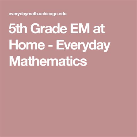 5th Grade Em At Home Everyday Mathematics Everyday Math 5th Grade - Everyday Math 5th Grade