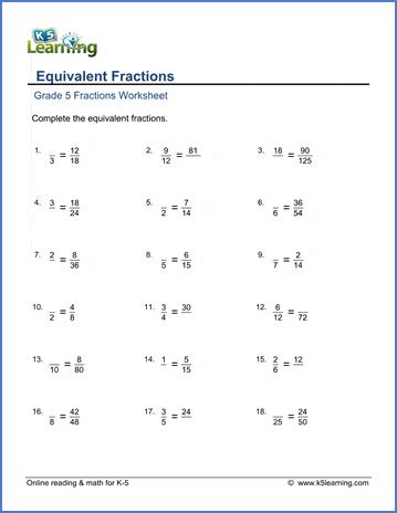 5th Grade Equivalent Fractions Worksheet In 2023 Worksheets Worksheet For Fractions Grade 4 - Worksheet For Fractions Grade 4