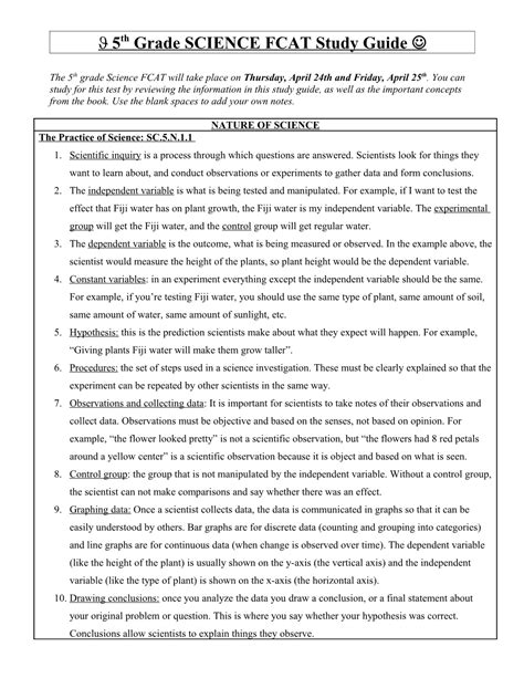 5th Grade Fcat Science Practice Test And Answers