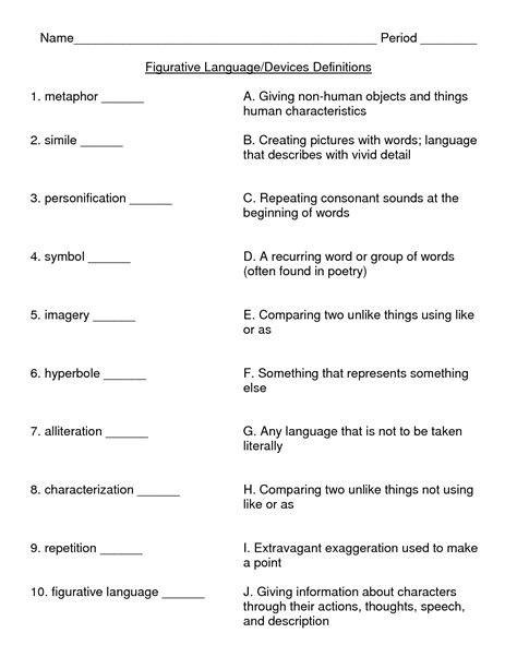 5th Grade Figurative Language Worksheets Tutoring Hour Figerative Language Worksheet Grade 5 - Figerative Language Worksheet Grade 5