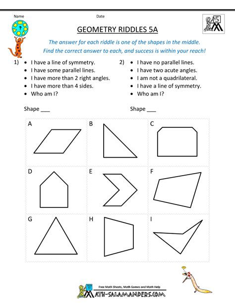 5th Grade Geometry Worksheets Math Salamanders 5th Grade 2d Shapes Worksheet - 5th Grade 2d Shapes Worksheet