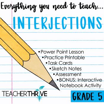 5th Grade Grammar Unit Interjections By Teacher Thrive Interjection Worksheet 5th Grade - Interjection Worksheet 5th Grade