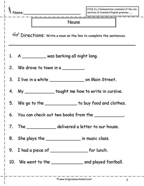 5th Grade Language Arts Worksheets Nouns Worksheet Fifth Grade - Nouns Worksheet Fifth Grade