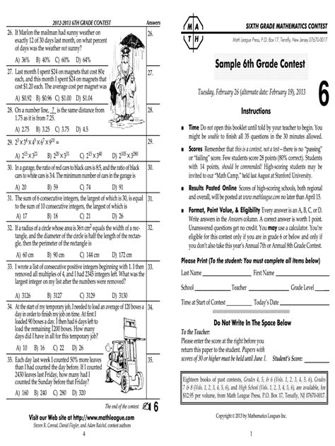 5th Grade Math Contest