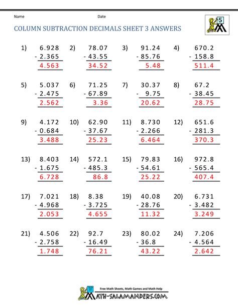 5th Grade Math Homework Answers