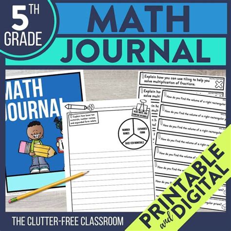 5th Grade Math Journal Math Writing Prompts Printable Math Journal 5th Grade - Math Journal 5th Grade