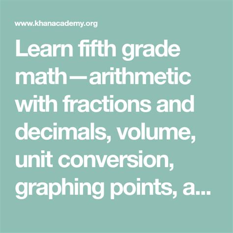 5th Grade Math Khan Academy 5th Grade Subjects - 5th Grade Subjects