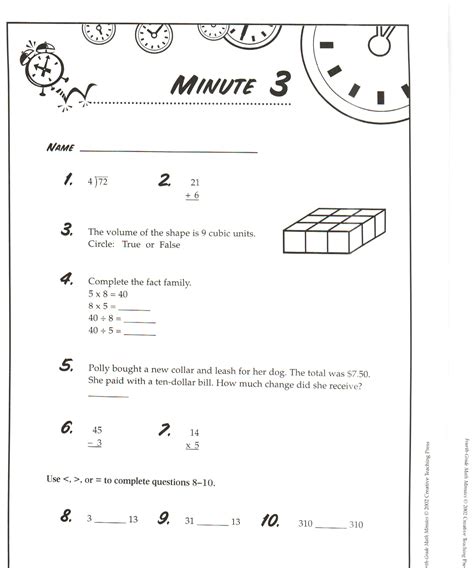 5th Grade Math Minutes 1 50 Pdf Scribd Math Minutes 5th Grade Worksheets - Math Minutes 5th Grade Worksheets