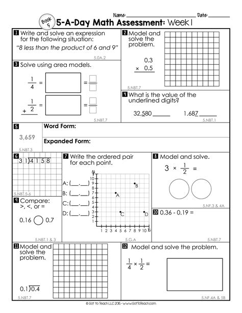 5th Grade Math Review Test Prep Packet Teach 5th Grade Math Homework Packet - 5th Grade Math Homework Packet