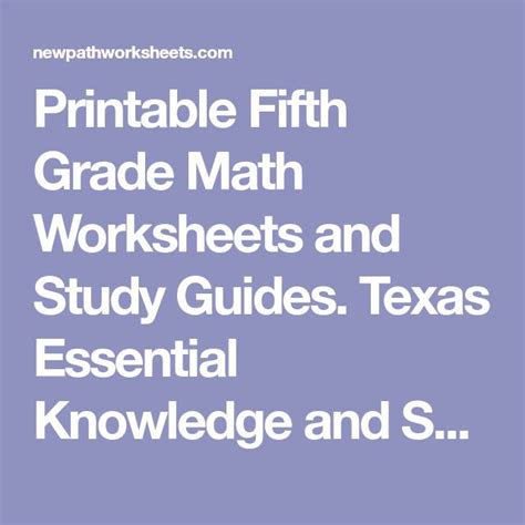 5th Grade Math Texas Essential Knowledge And Skills Fifth Grade Math Teks - Fifth Grade Math Teks